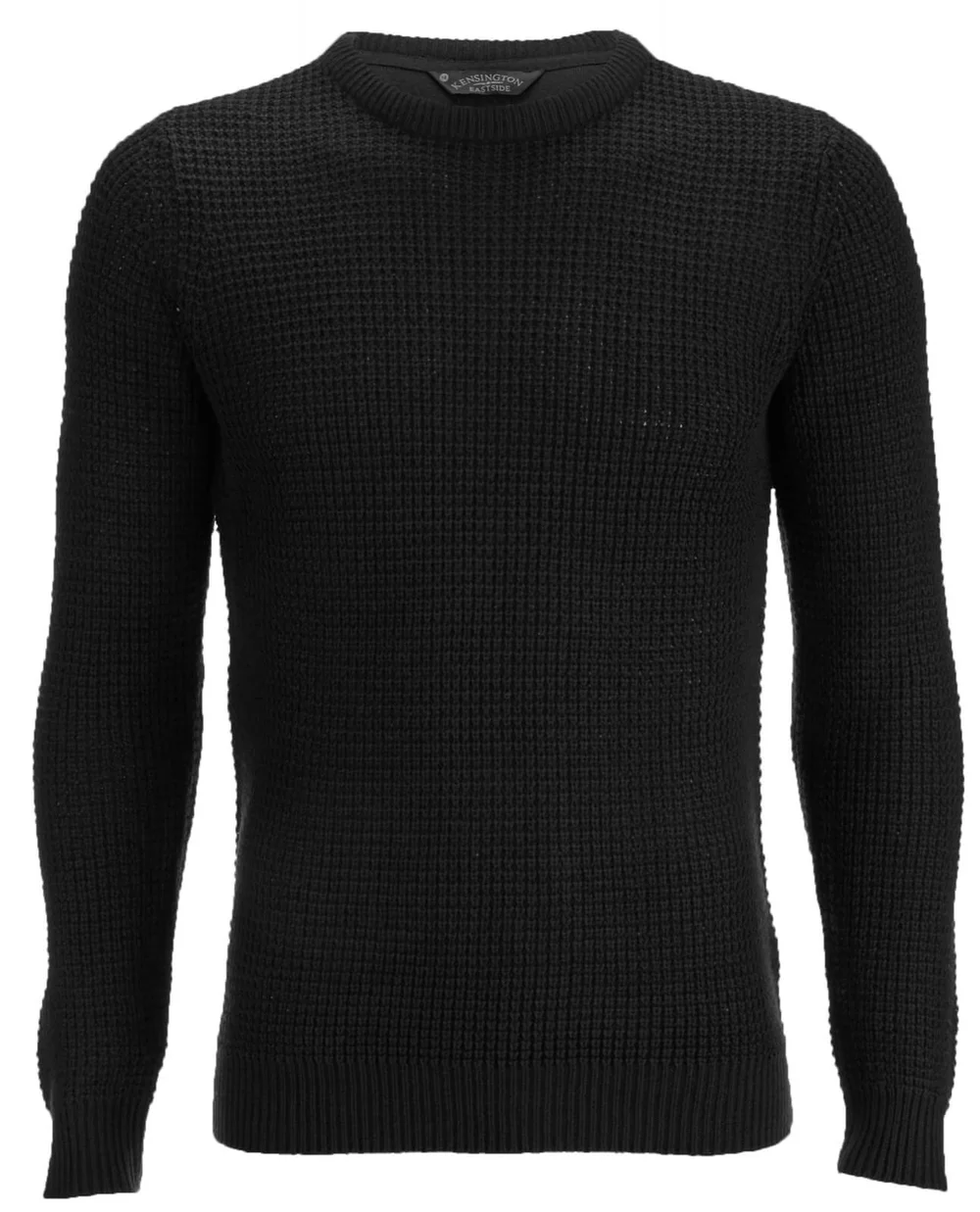 Kensington Eastside Men's Auldhome Textured Crew Neck Jumper - Black - M - Zwart Afbeelding 1