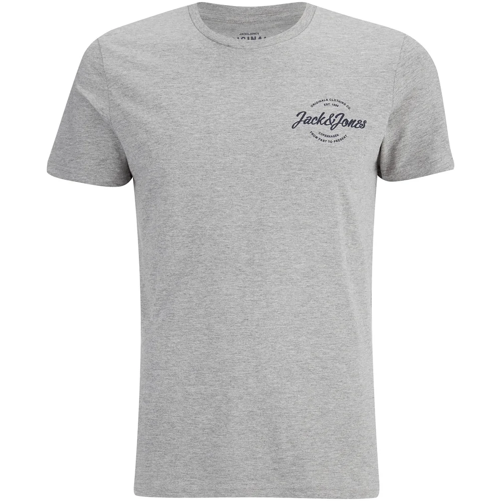 Jack & Jones Men's Originals Small Logo Bones T-Shirt - Light Grey Melange - S - Grijs Afbeelding 1