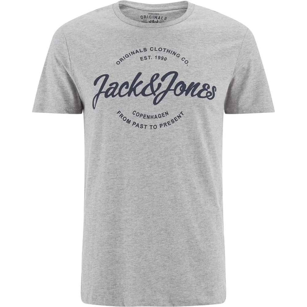 Jack & Jones Men's Originals Bone T-Shirt - Light Grey Melange - S - Grijs Afbeelding 1