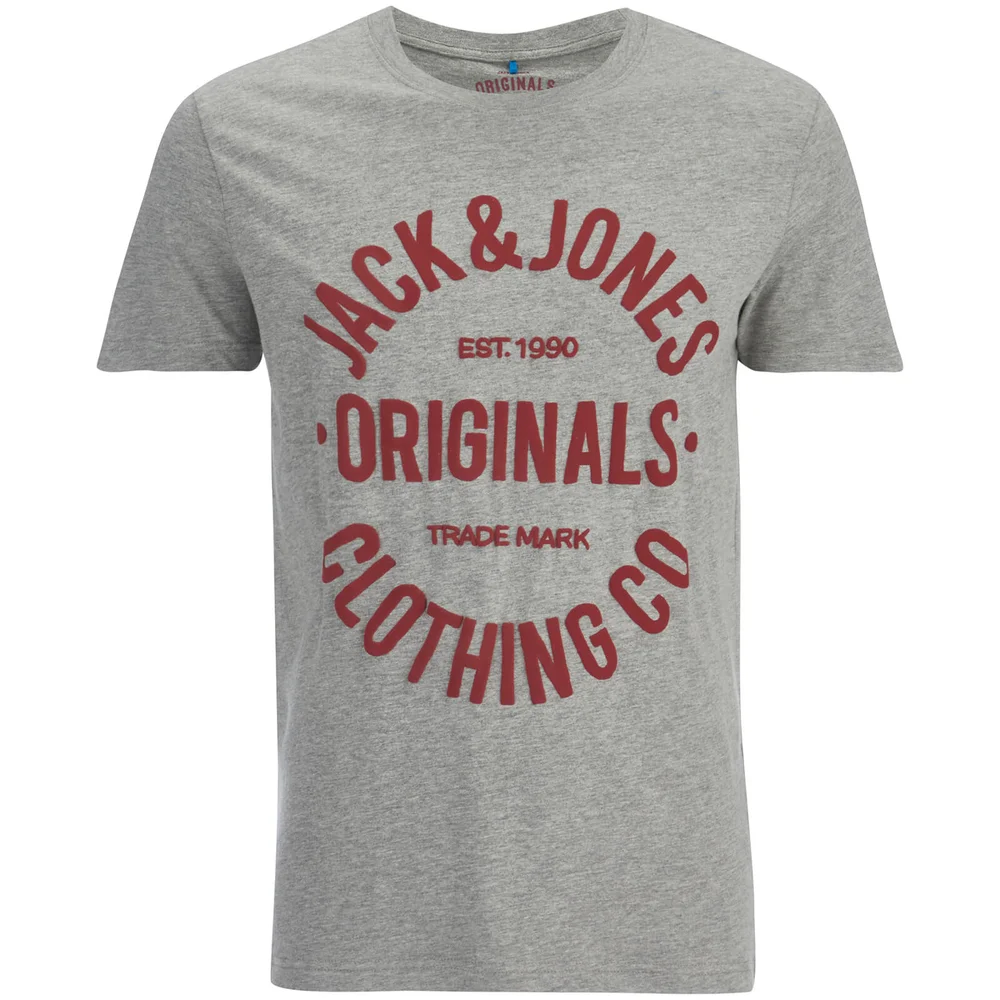 Jack & Jones Men's Originals Clumens T-Shirt - Light Grey Melange - S - Grijs Afbeelding 1