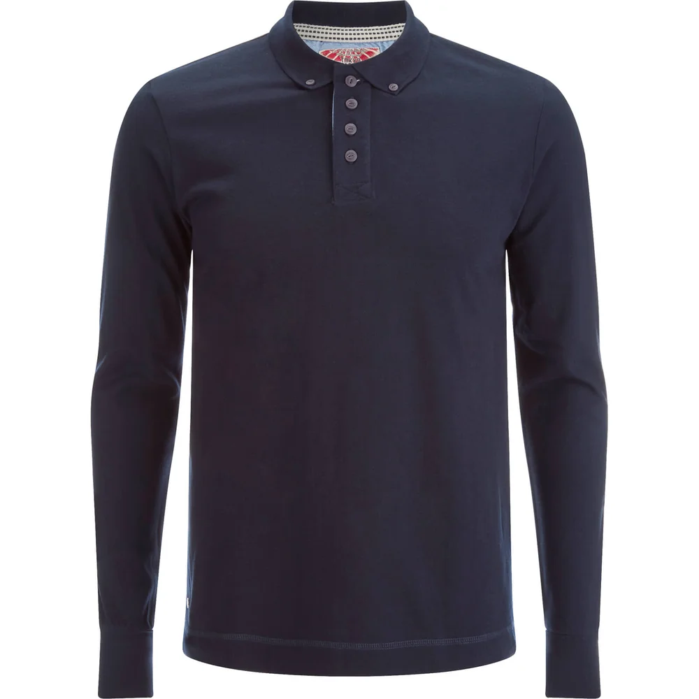 Tokyo Laundry Men's Lake Nevada Long Sleeve Polo Shirt - Dark Navy - S - Navy blauw Afbeelding 1