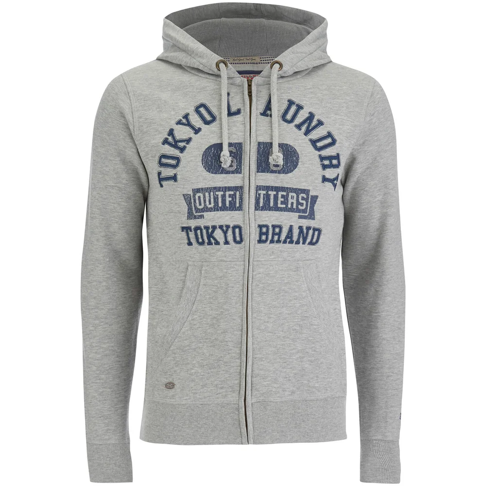 Tokyo Laundry Men's Hotchkiss Zip Through Hoody - Light Grey Marl - S - Grijs Afbeelding 1