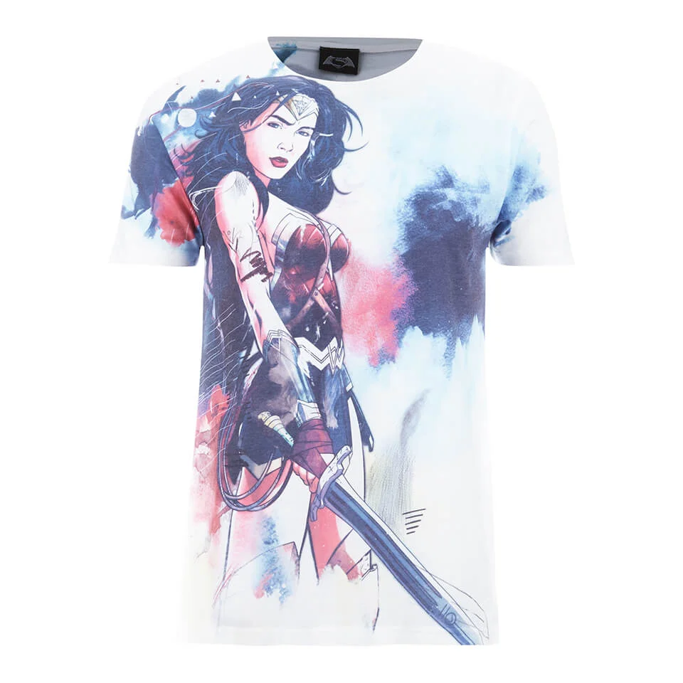 DC Comics Wonder Woman Stencil Heren T-Shirt - Wit - S - Wit Afbeelding 1