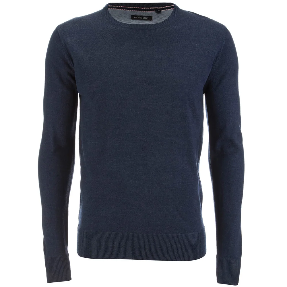 Brave Soul Men's Parse Supersoft Crew Neck Jumper - Royal Blue - M - Blauw Afbeelding 1