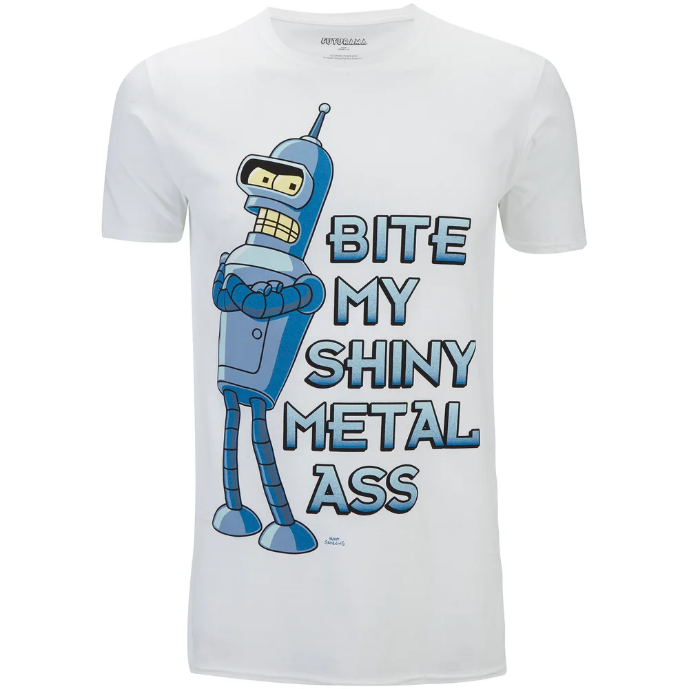 Futurama Mens Bender Bite T-Shirt - Wit - S - Wit Afbeelding 1