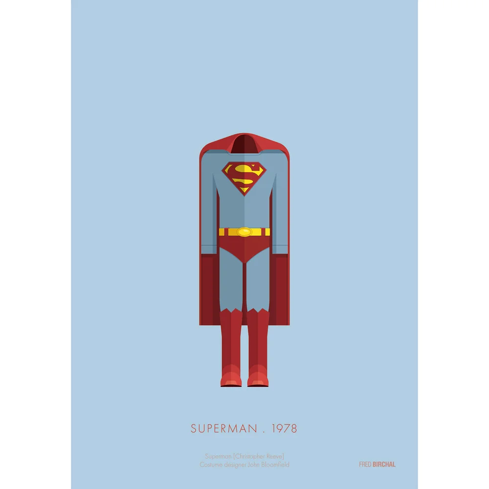 Superman Costume Art Print - 14 x 11 Afbeelding 1