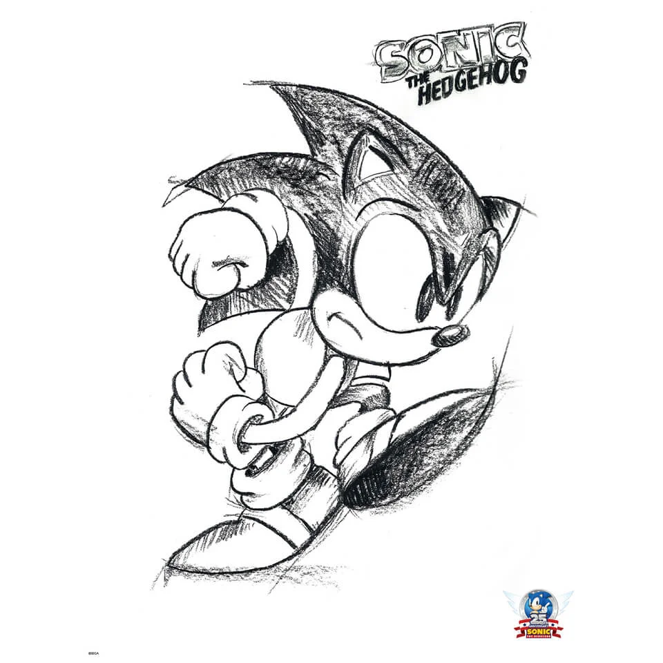 Sonic The Hedgehog Concept Artwork Art Print - 14 x 11 Afbeelding 1