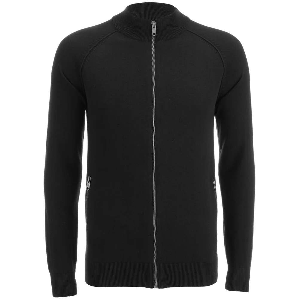 Threadbare Men's Elmer Full Zip Neck Jumper - Black - S - Zwart Afbeelding 1