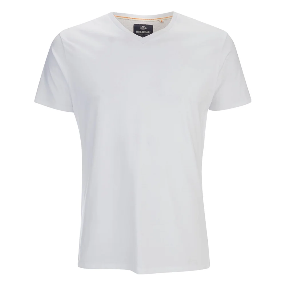 Threadbare Men's Charlie Plain V-Neck T-Shirt - White - S - Wit Afbeelding 1