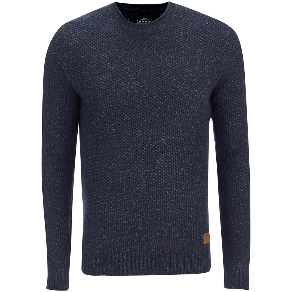Threadbare Men's Potter Twist Yarn Fisherman Jumper - Rich Navy/Denim - S - Navy blauw Afbeelding 1