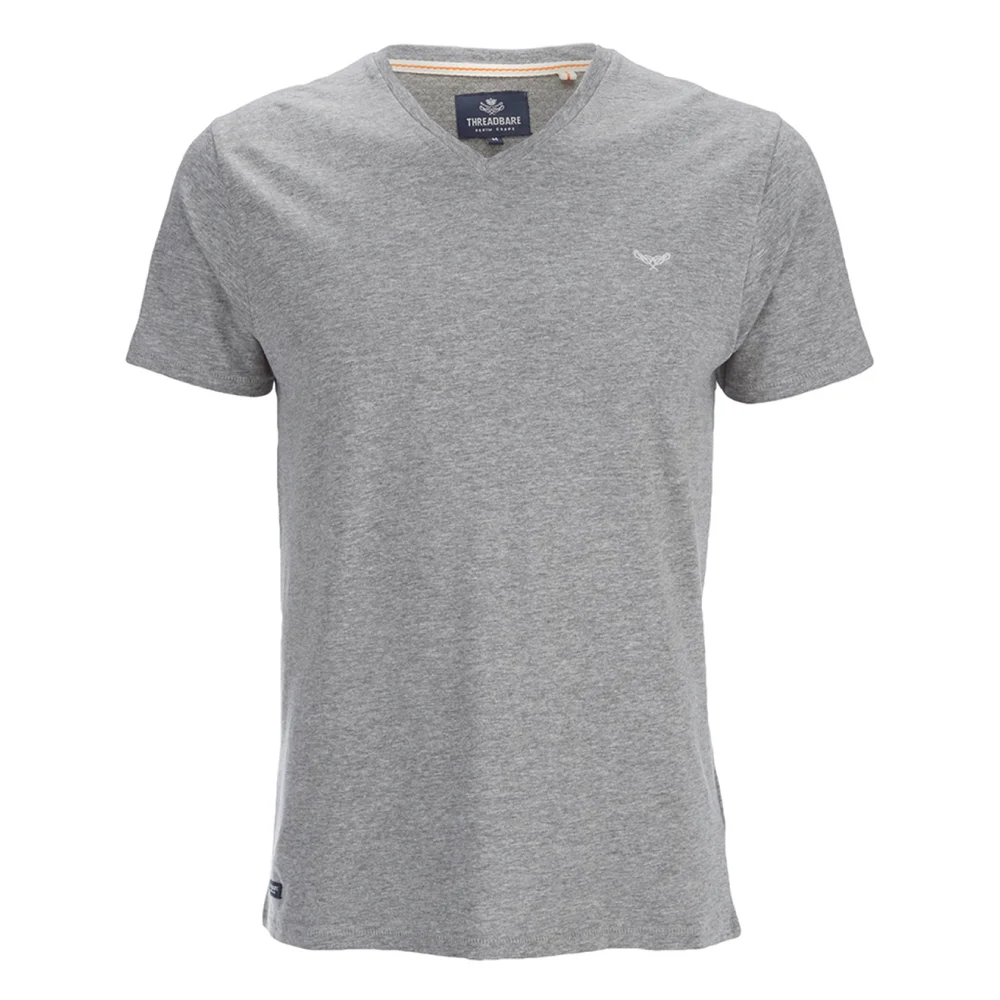 Threadbare Men's Charlie Plain V-Neck T-Shirt - Grey Marl - S - Grijs Afbeelding 1
