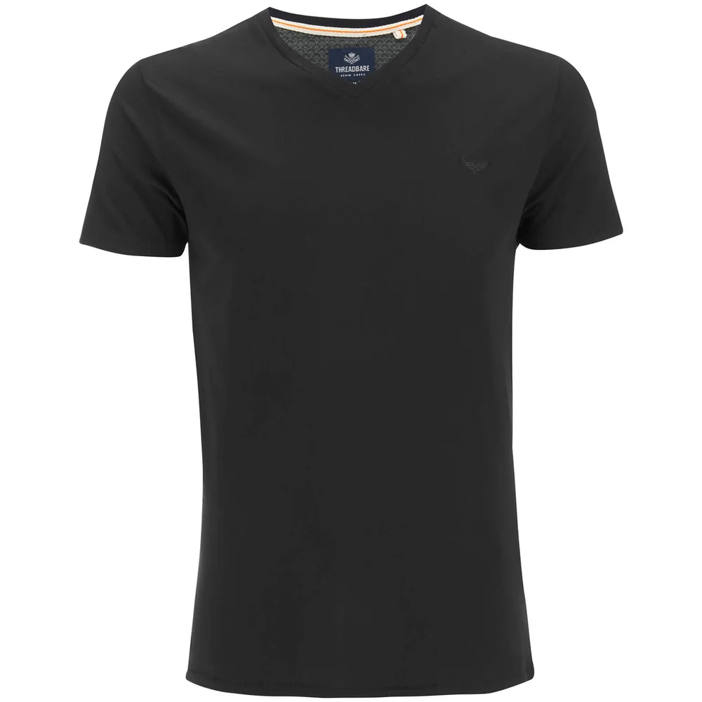 Threadbare Men's Charlie Plain V-Neck T-Shirt - Black - S - Zwart Afbeelding 1
