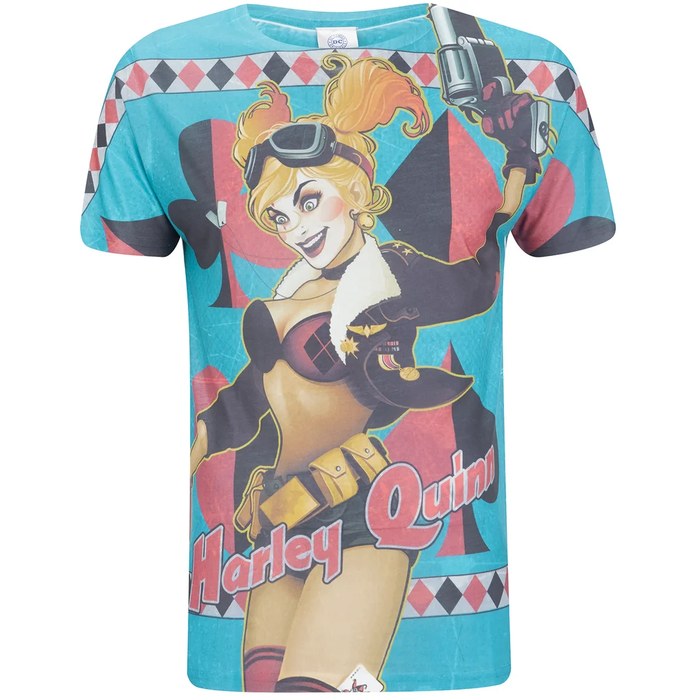 DC Comics Bombshell Harley Quinn Heren T-Shirt -Blauw - S - Blauw Afbeelding 1