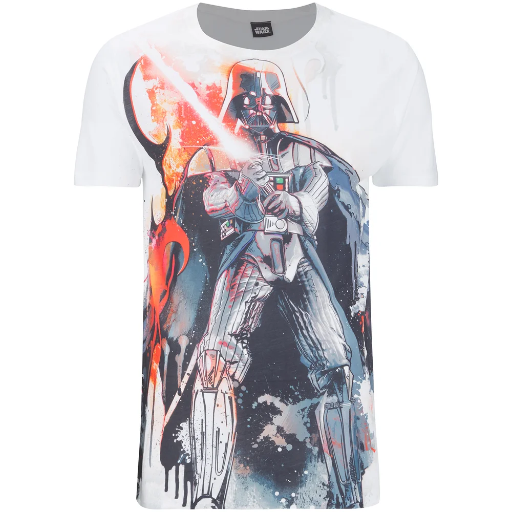 Star Wars Vader Stencil Heren T-Shirt - Wit - S Afbeelding 1