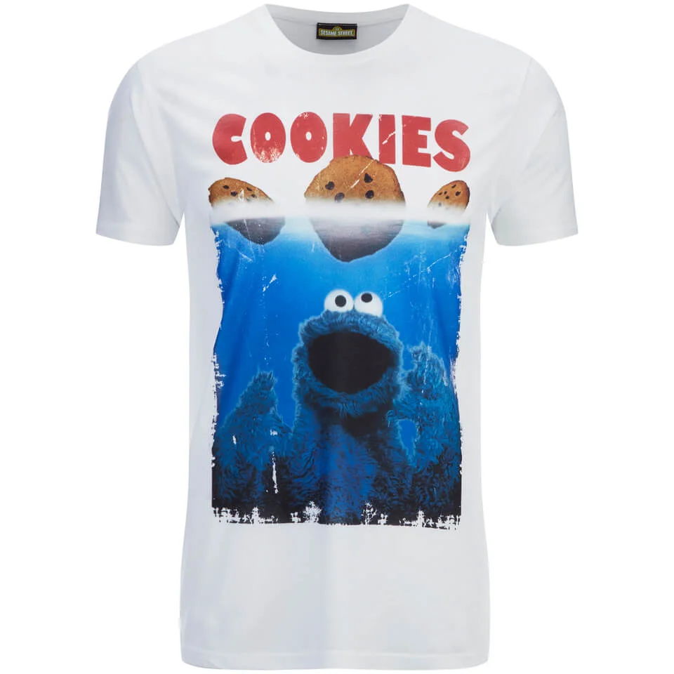 Cookie Monster Shark Cookie Monster Heren T-Shirt - Wit - S - Wit Afbeelding 1