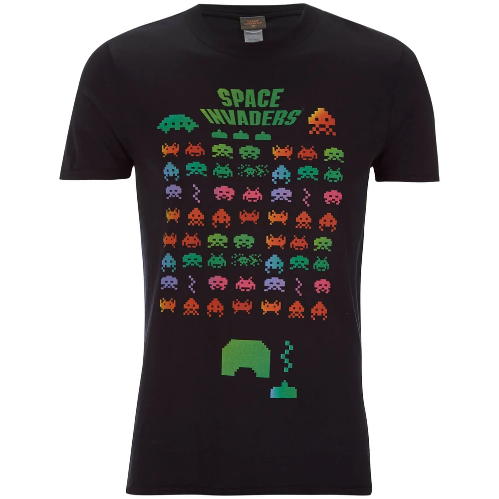 Atari Space Invaders Rainbow Arcade Game Heren T-Shirt - Zwart - S - Zwart Afbeelding 1