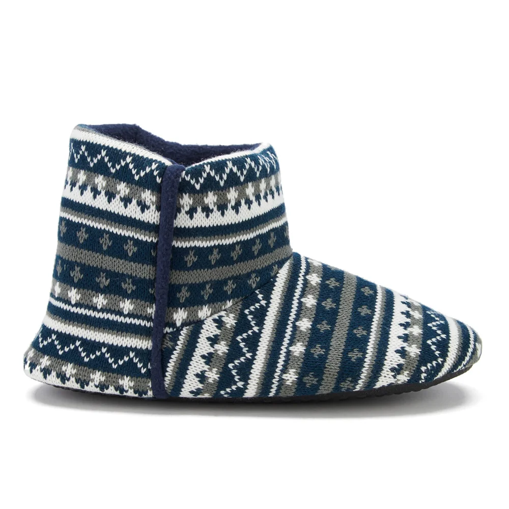 Dunlop Men's Adnet Fairisle Slipper Boots - Navy - S/UK 7-8 - Navy blauw Afbeelding 1