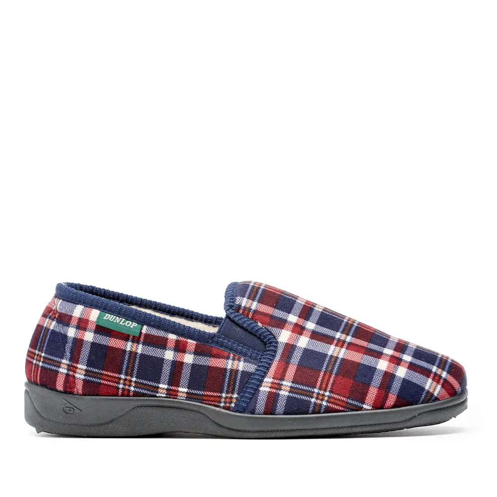 Dunlop Men's Allard Check Slippers - Wine - UK 7 - Burgundy Afbeelding 1