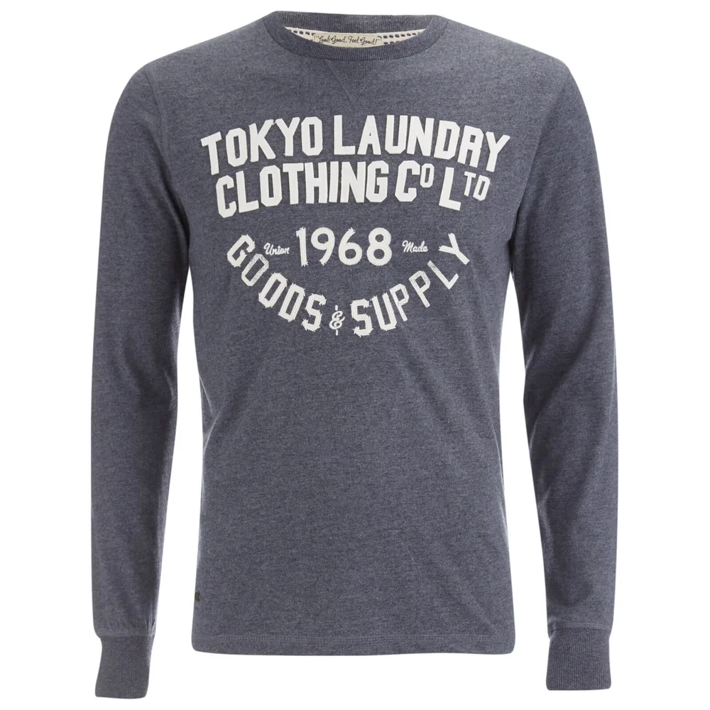 Tokyo Laundry Men's Point Hendrick Long Sleeve Top - Mood Indigo Marl - S - Blauw Afbeelding 1