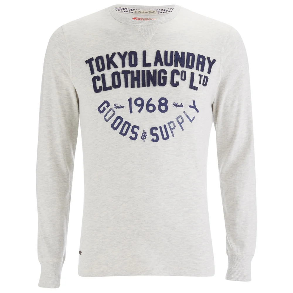 Tokyo Laundry Men's Point Hendrick Long Sleeve Top - Oatgrey Marl - S - Grijs Afbeelding 1