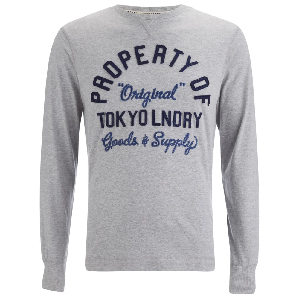 Tokyo Laundry Men's Rowe Creek Long Sleeve Top - Light Grey Marl - S - Grijs Afbeelding 1
