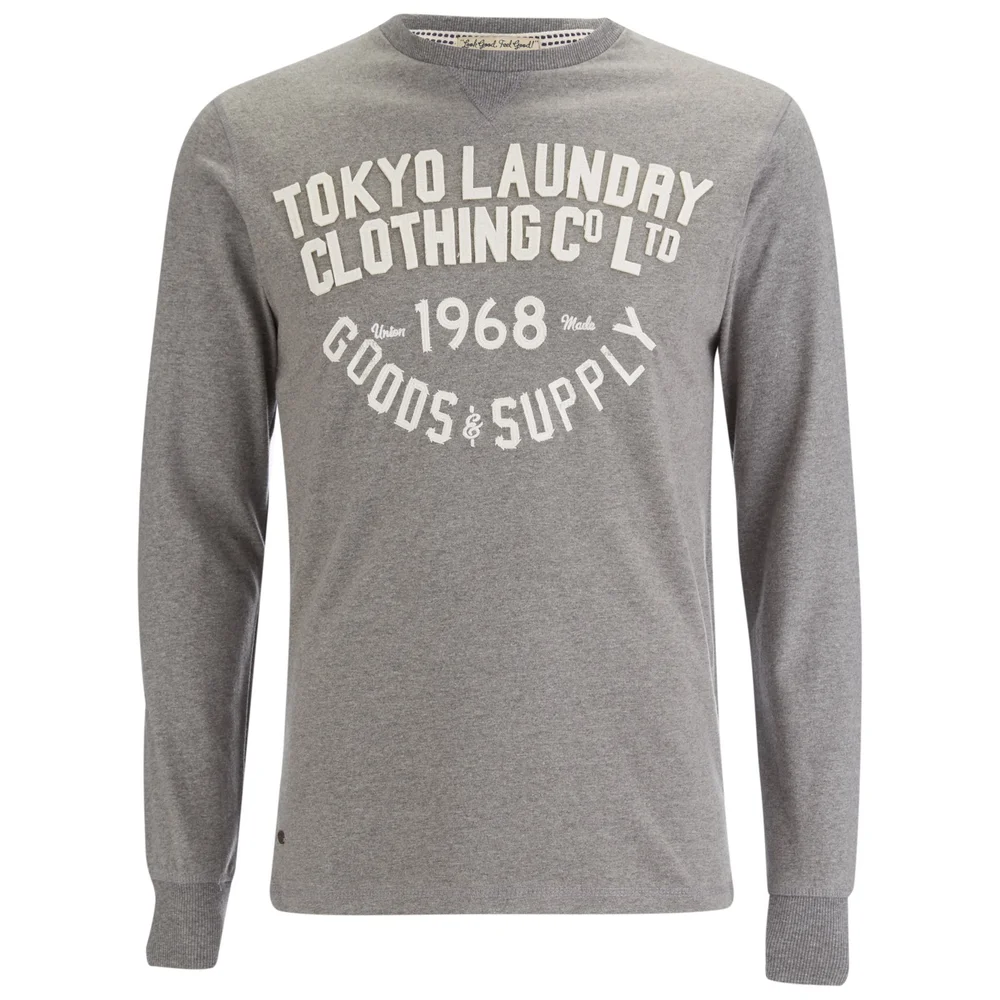Tokyo Laundry Men's Point Hendrick Long Sleeve Top - Mid Grey Marl - S - Grijs Afbeelding 1