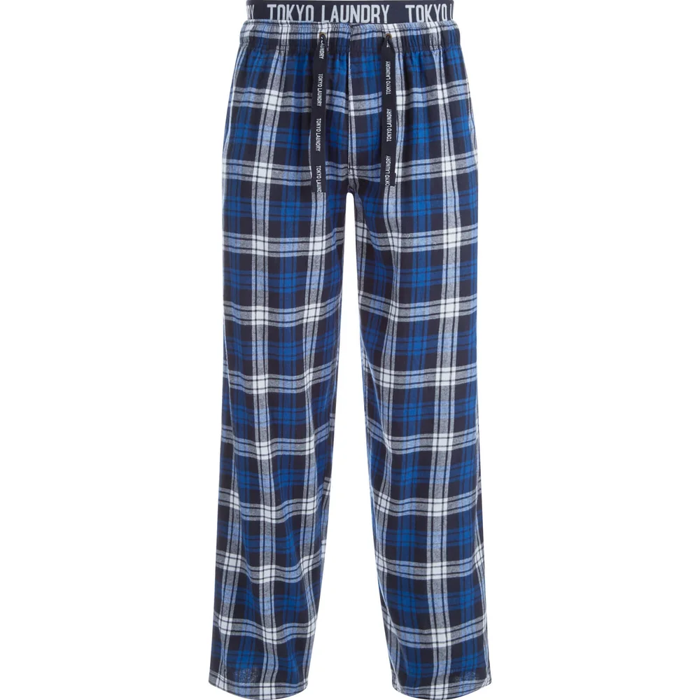 Tokyo Laundry Men's Cordella Flannel Lounge Pants - Blue Check - S - Blauw Afbeelding 1
