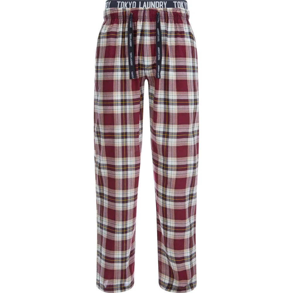 Tokyo Laundry Men's Clissold Poplin Check Lounge Pants - Oxblood - S - Rood Afbeelding 1