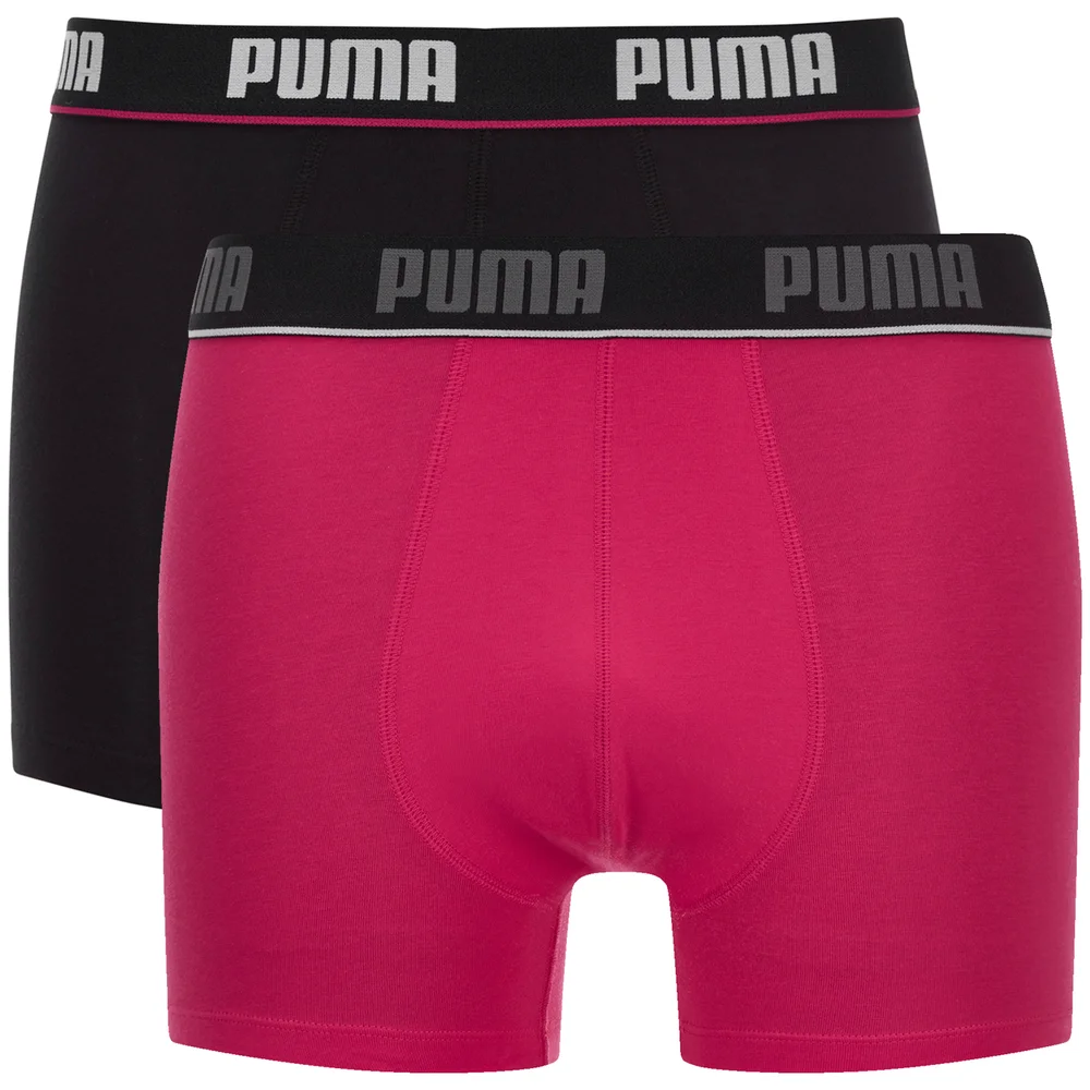 Puma Men's 2-Pack Boxers - Pink/Black - S - Roze/Zwart Afbeelding 1