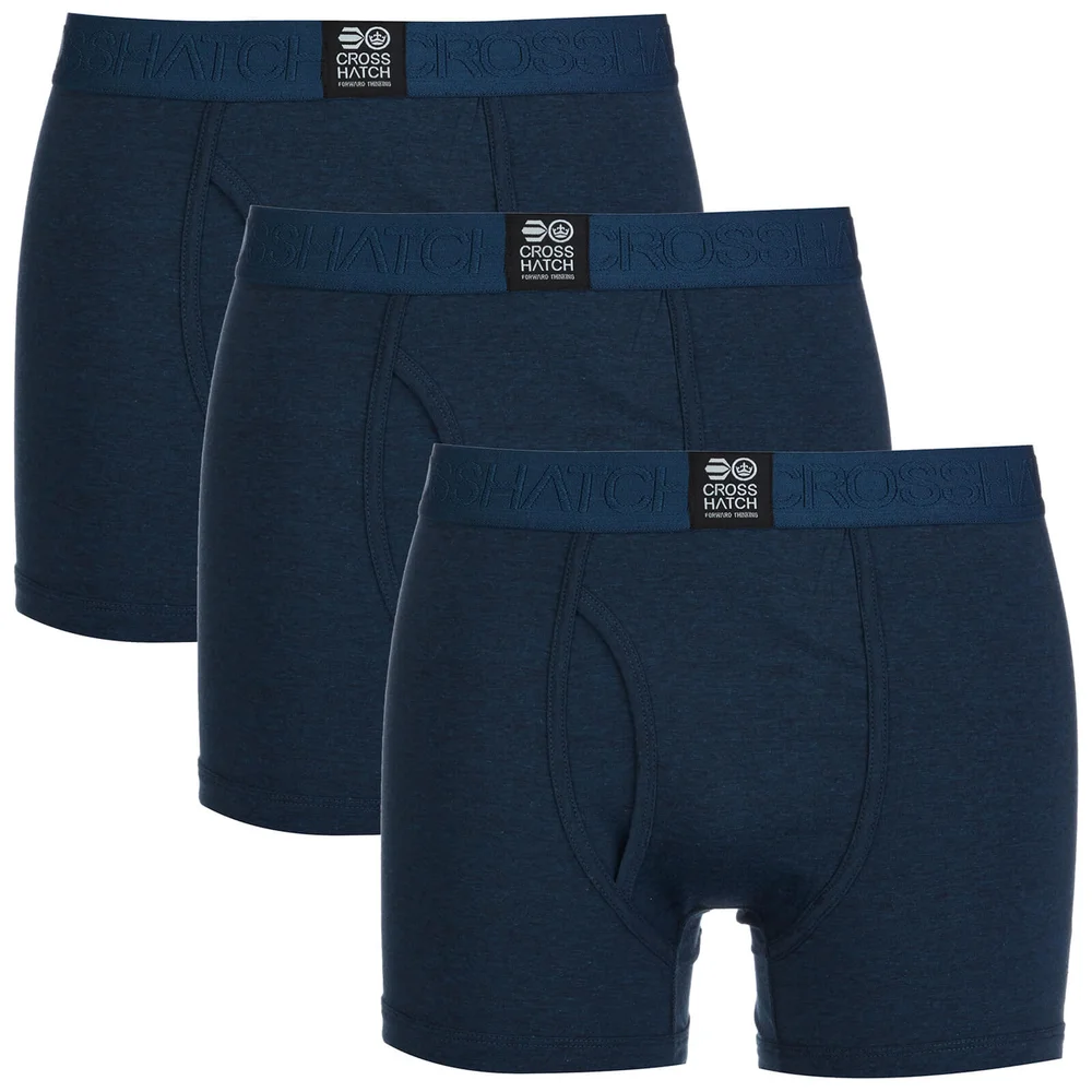 Crosshatch Men's 3 Pack Triplet Boxers - Insignia Blue - S - Blauw Afbeelding 1