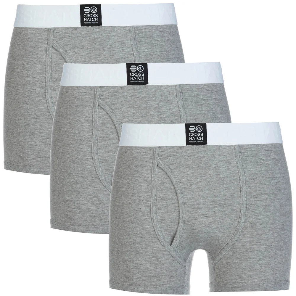 Crosshatch Men's 3 Pack Triplet Boxers - Grey - S - Grijs Afbeelding 1