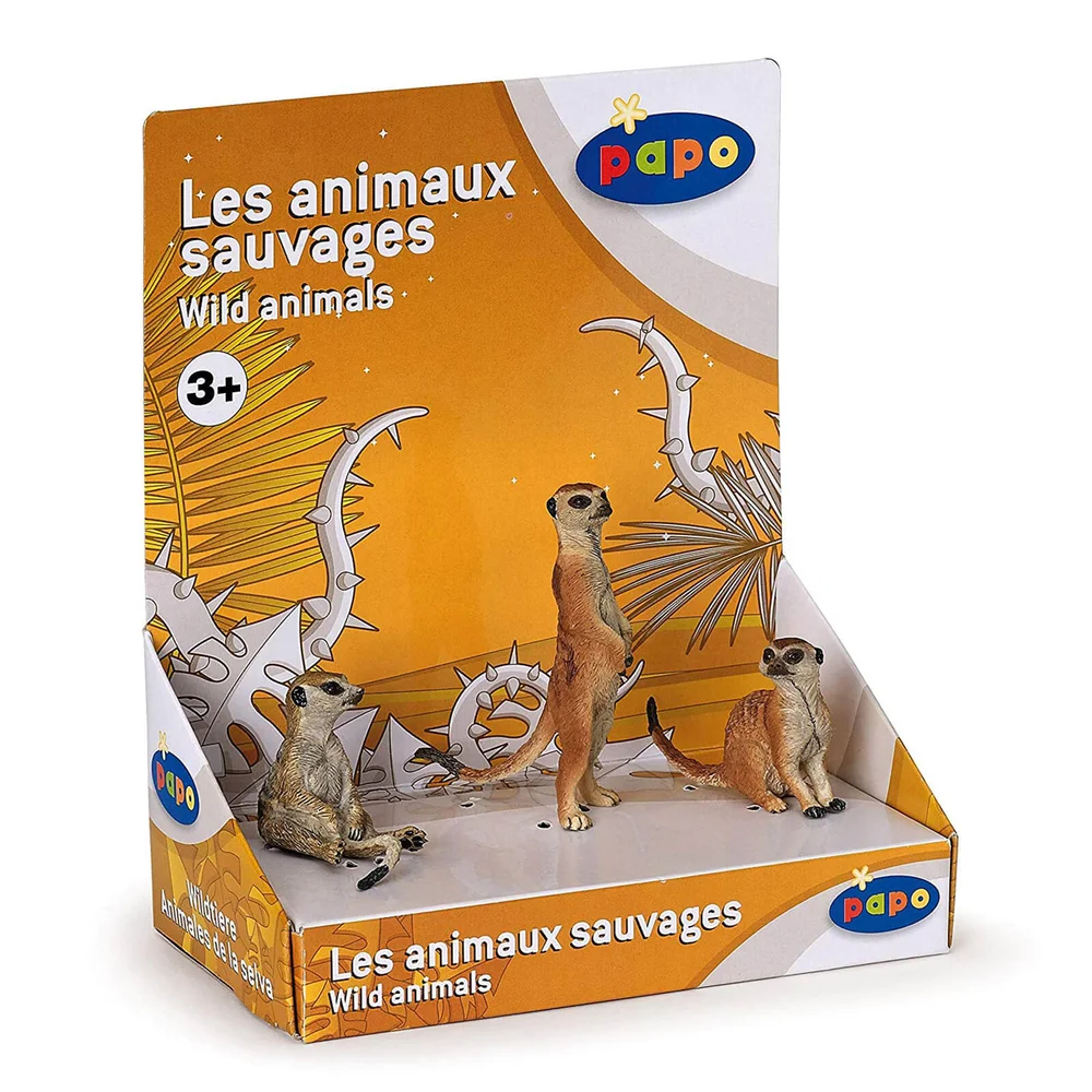 Papo Wild Animal Kingdom: Display Box 3 Meerkats Afbeelding 1
