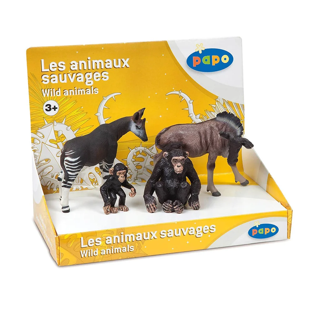 Papo Wild Animal Kingdom: Display Box Wild Animals 1 (4 Figurines) Afbeelding 1