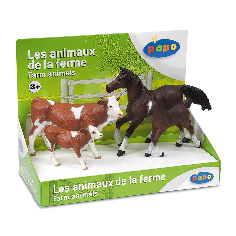 Papo Farmyard Friends: Display Box Farm Animals (4 Figurines) Afbeelding 1