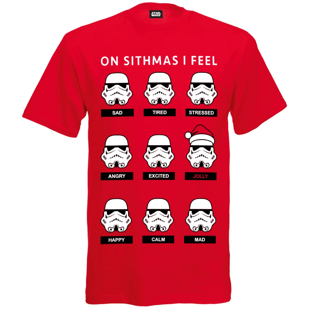 Star Wars Men's Stormtrooper Emotions Christmas T-Shirt - Red - S - Rood Afbeelding 1
