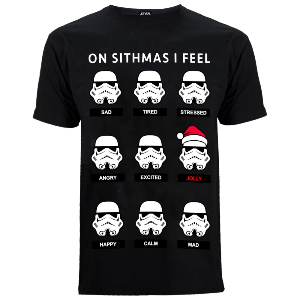 Star Wars Men's Stormtrooper Emotions Christmas T-Shirt - Black - S - Zwart Afbeelding 1