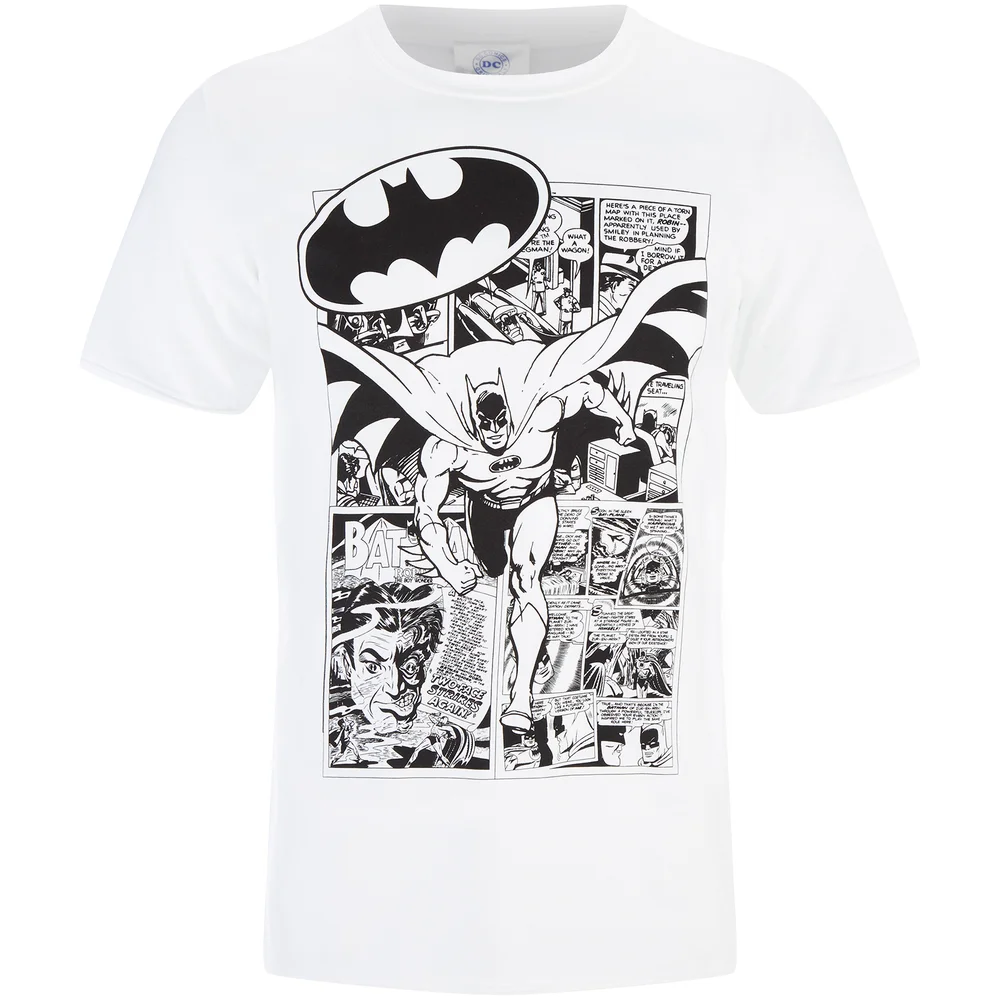 DC Comics Batman Comic Strip Heren T-Shirt - Wit - S Afbeelding 1