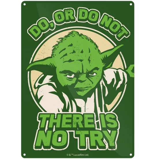 Star Wars Yoda 'Try' Small Tin Sign 29cm x 42cm Afbeelding 1