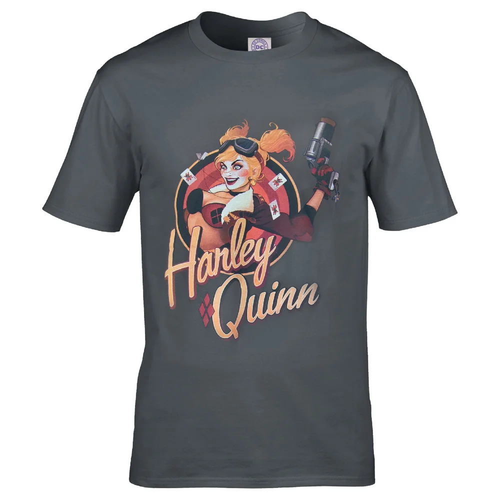DC Comics Bombshell Harley Quinn Logo Heren T-Shirt - Grijs - S - Grijs Afbeelding 1