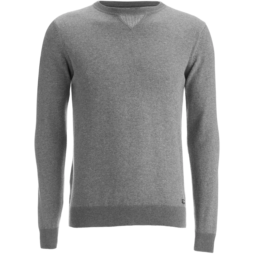 Threadbare Men's Tommy Cotton Crew Neck Casual Jumper - Charcoal - S - Grijs Afbeelding 1