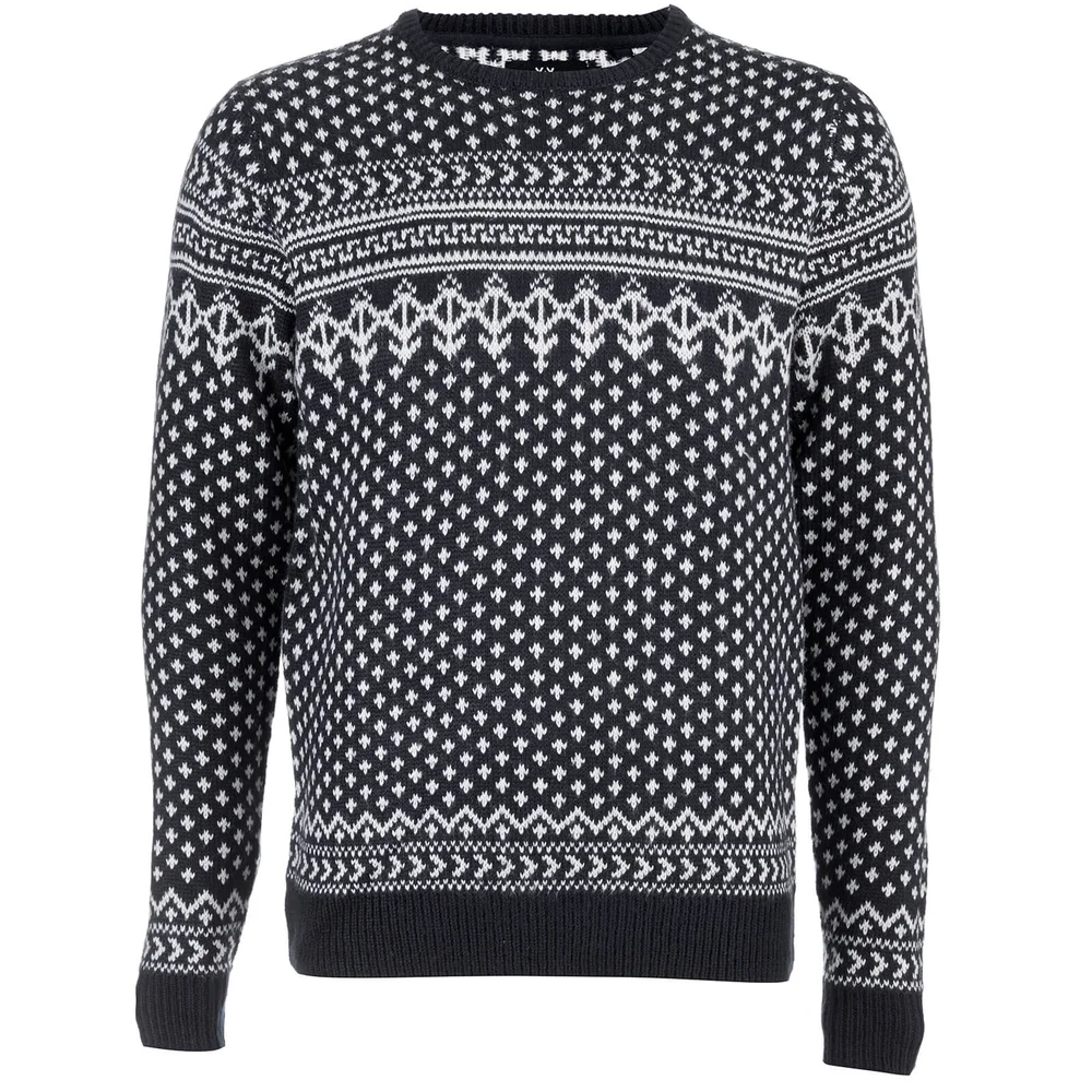 Threadbare Men's Dashwood Fairisle Knitted Jumper - Navy - S - Navy blauw Afbeelding 1