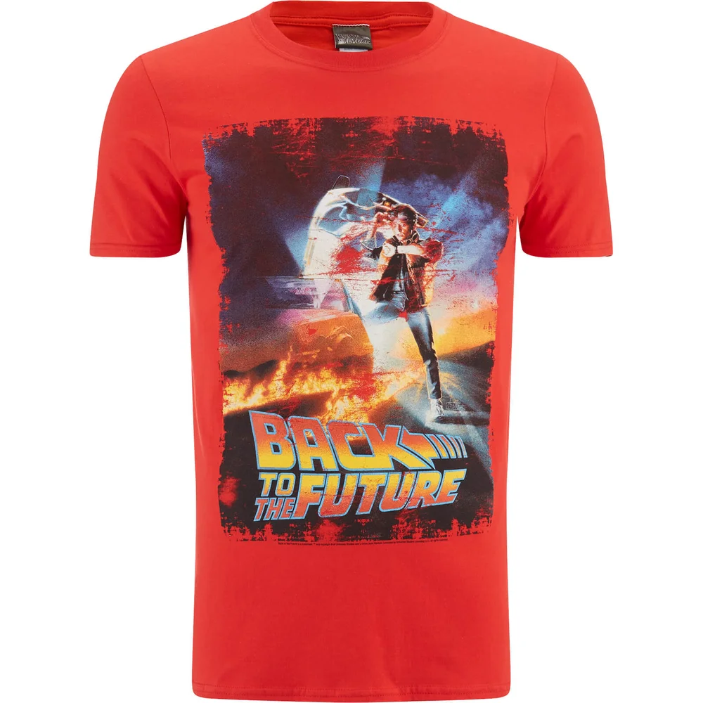 Back to the Future Distressed Poster Heren T-Shirt -Rood - S - Rood Afbeelding 1