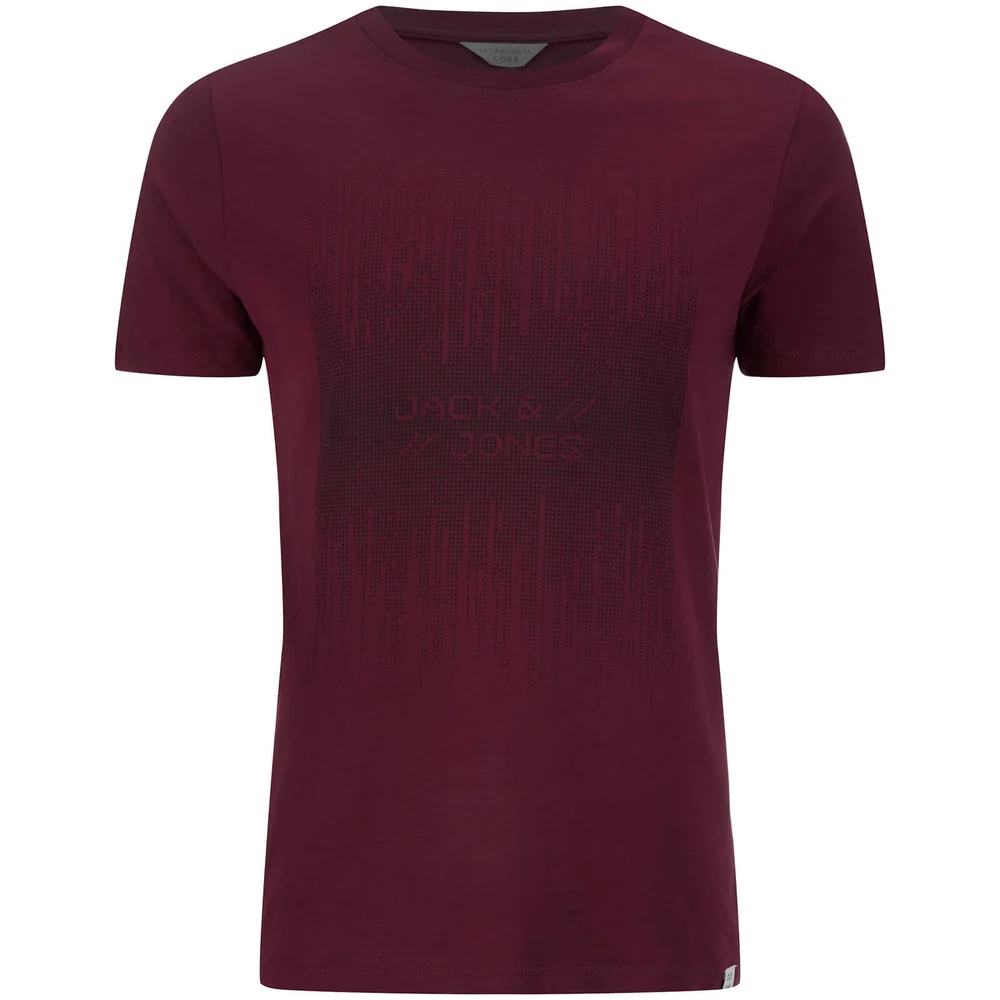 Jack & Jones Men's Core Valentino 3D Print T-Shirt - Port - S - Burgundy Afbeelding 1