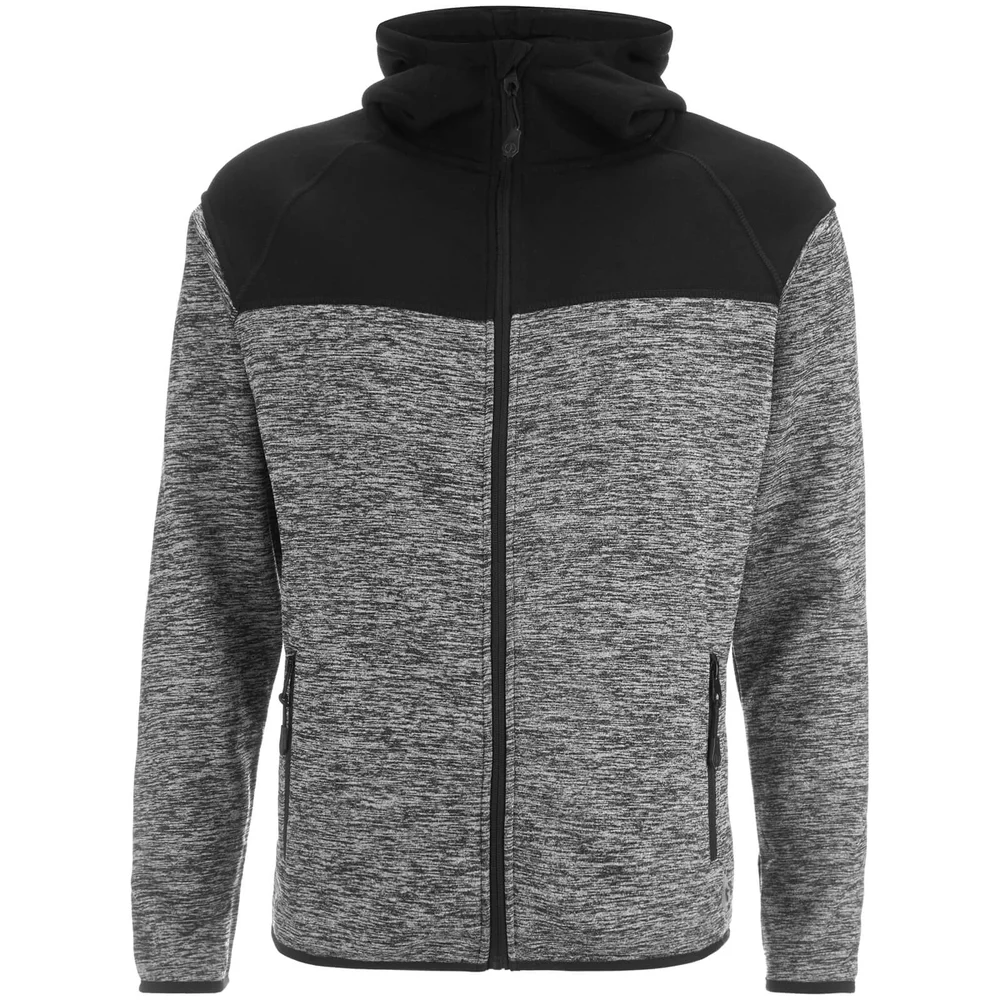 Dissident Men's Crestfield Zip Through Bonded Fleece Hoody - Black/Grey - S - Zwart/Grijs Afbeelding 1