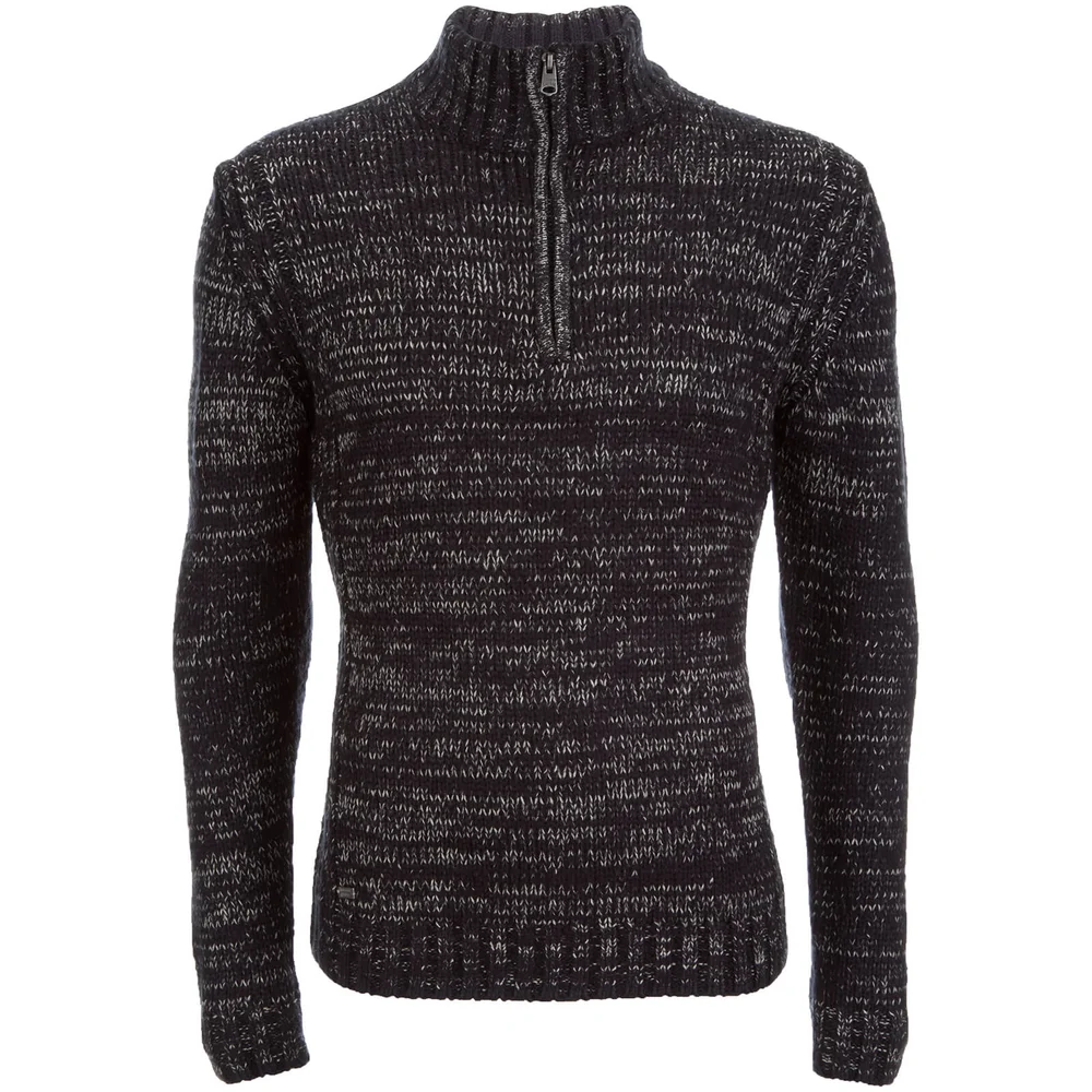 Kensington Eastside Men's Stepan Half Zip Twist Jumper - Navy - XXL - Blauw Afbeelding 1