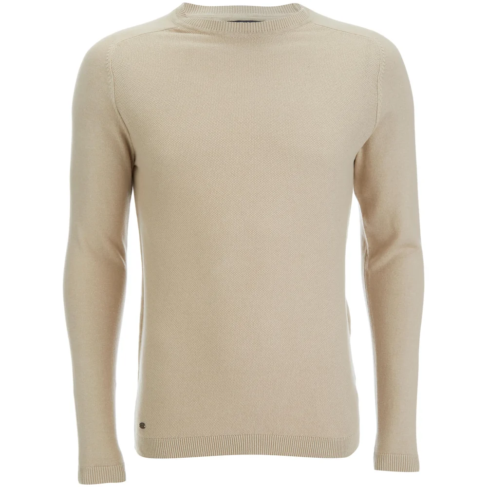 Kensington Eastside Men's Henry Cotton Crew Neck Jumper - Stone - XXL - beige Afbeelding 1