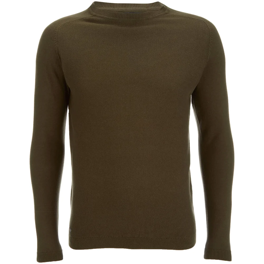 Kensington Eastside Men's Henry Cotton Crew Neck Jumper - Khaki - XXL - Groen Afbeelding 1