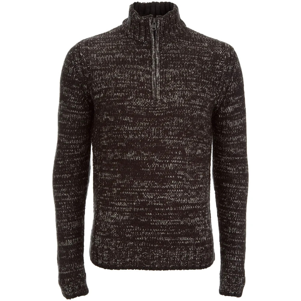 Kensington Eastside Men's Stepan Half Zip Twist Jumper - Jet Black - XXL - Zwart Afbeelding 1