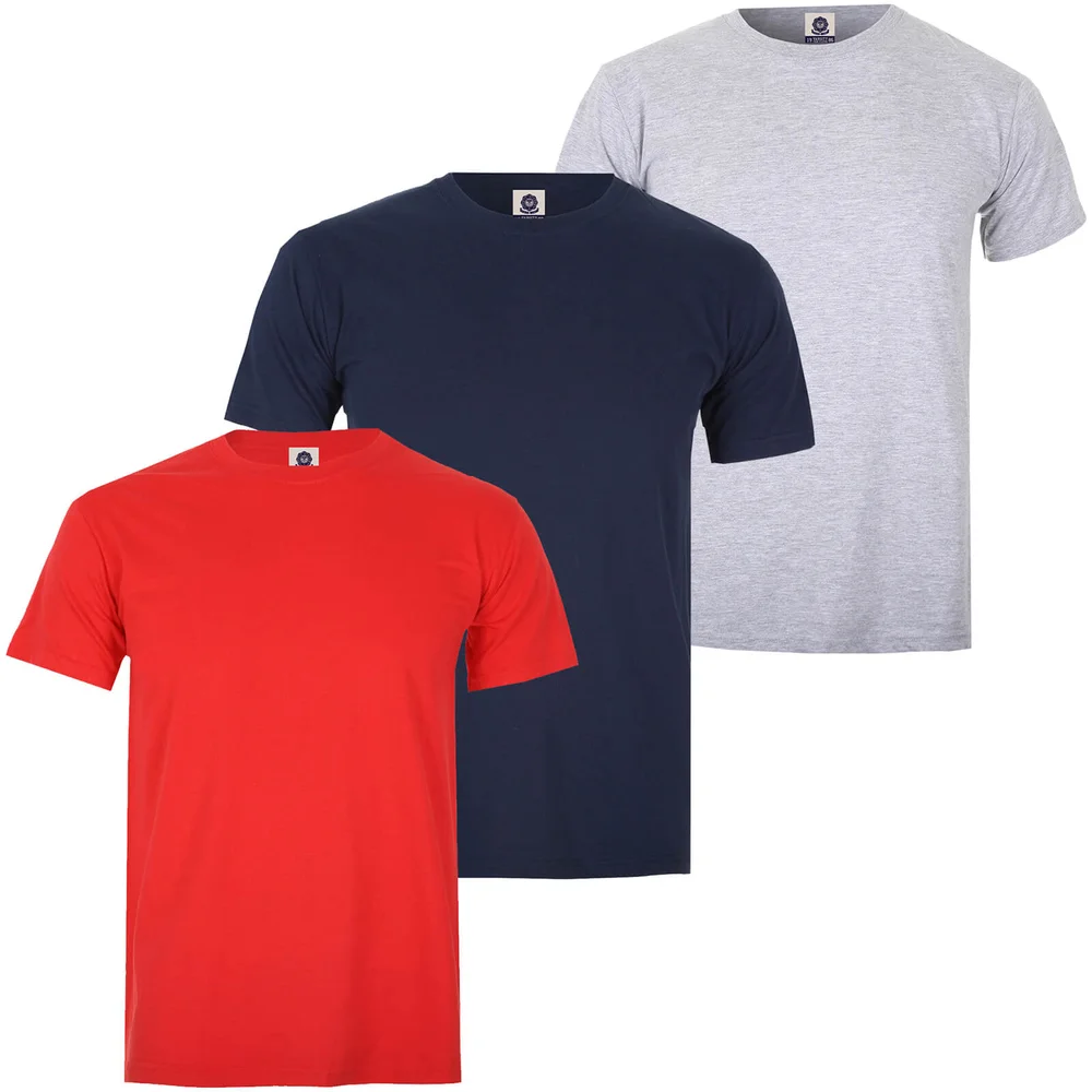Varsity Team Players Men's T-Shirt 3 Pack - Red/Grey/Navy - S - Red/Grey/Blue Afbeelding 1