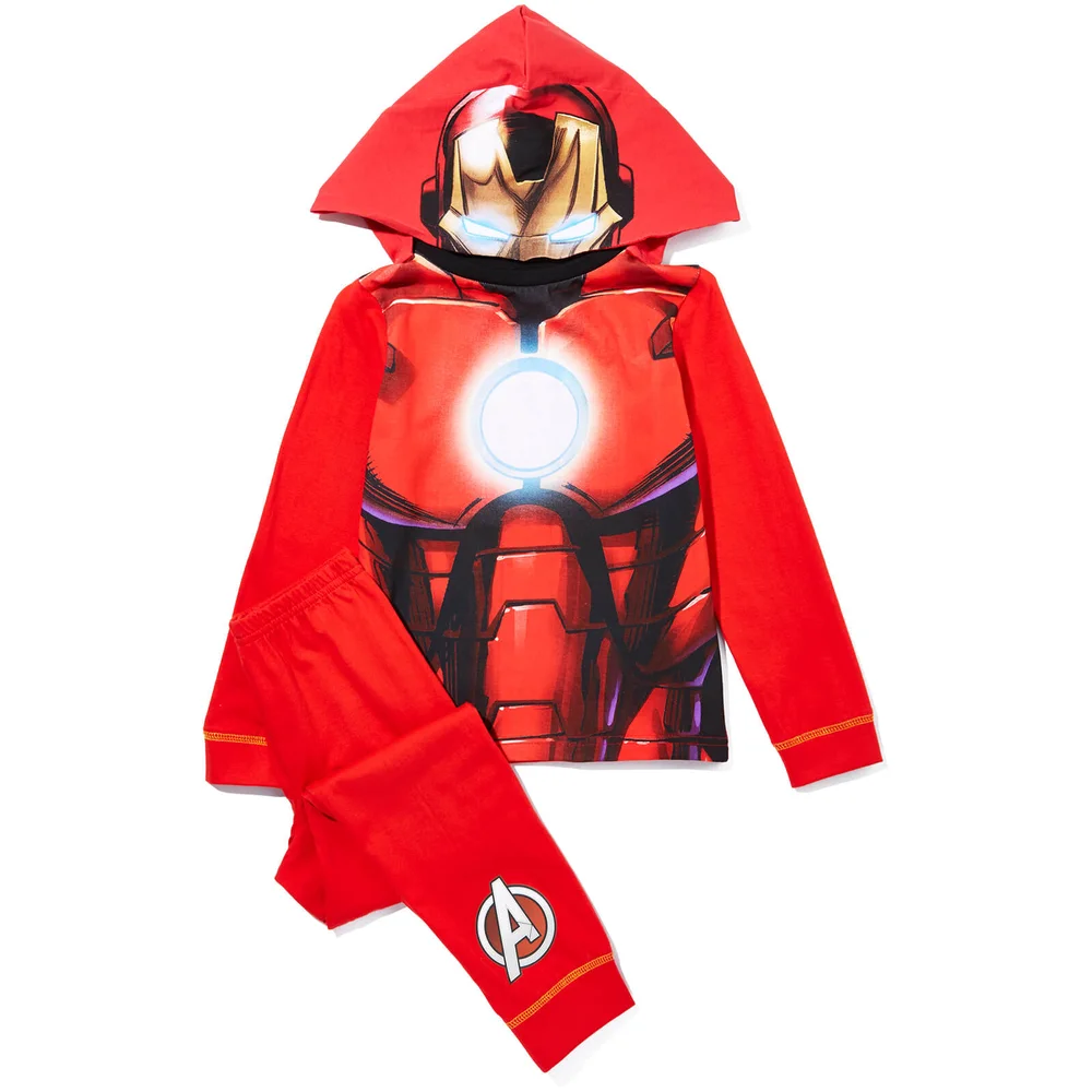 Marvel Boys' Iron Man Novelty Hood Pyjamas - Red - 2-3 years - Rood Afbeelding 1